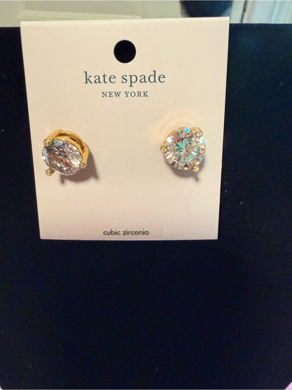 kate spade gold-tone clear crystal stud earrings